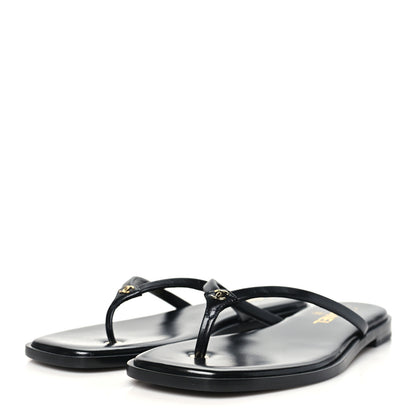 Chanel Goatskin CC Times Square Thong Sandals 39 Black 4 of 10
