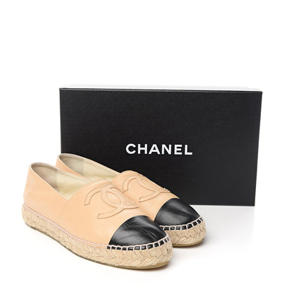 Chanel Lambskin CC Espadrilles 38 Beige Black 13 of 13