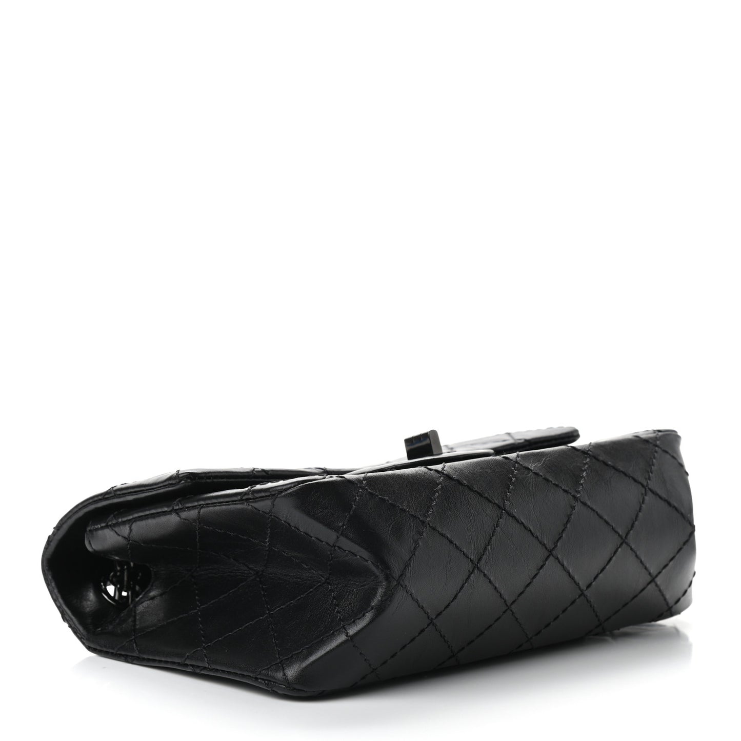 Aged Calfskin Quilted 2.55 Reissue Mini Flap So Black