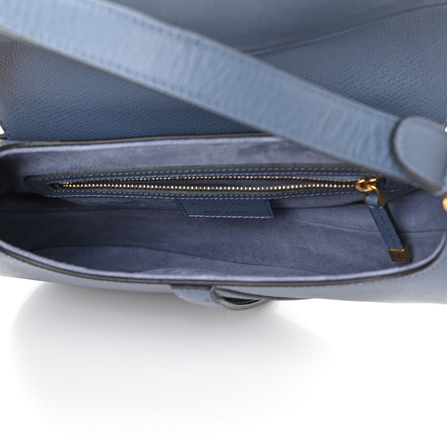 Grained Calfskin Saddle Bag Denim Blue