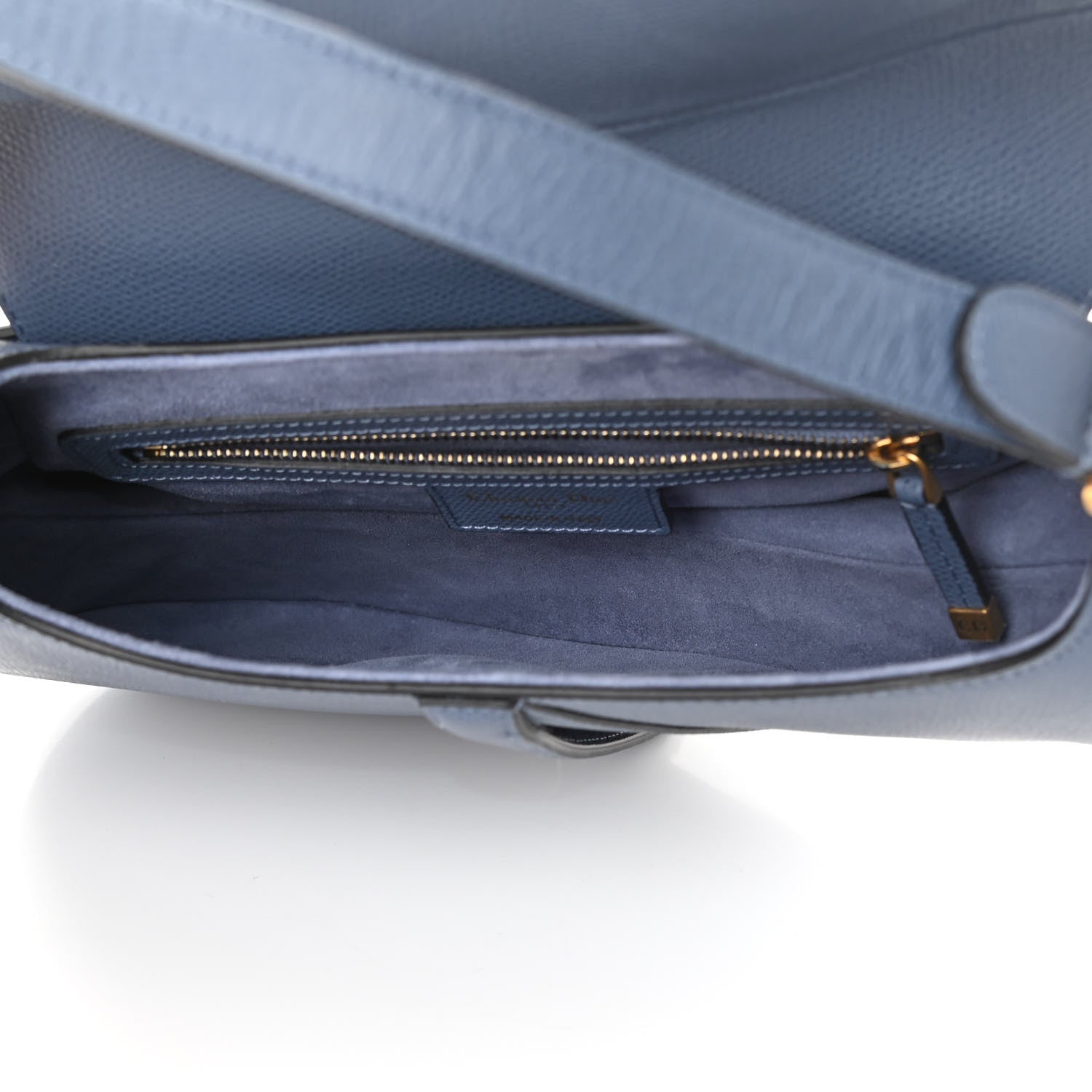 Christian Dior Grained Calfskin Saddle Bag Denim Blue 5 of 11