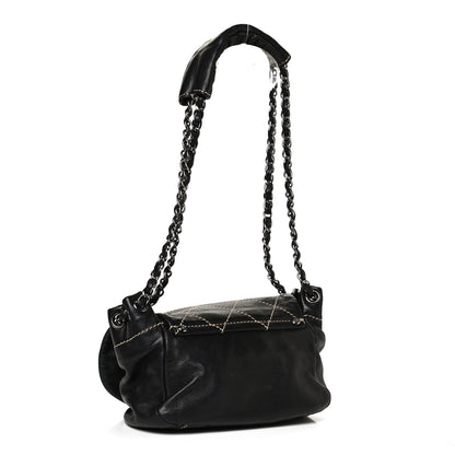 Chanel Lambskin Contrast Stitch Small Surpique Accordion Flap Black 3 of 13