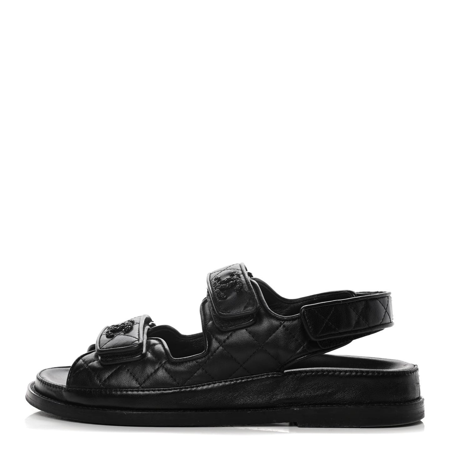 Lambskin Velcro Dad Sandals 36 Black