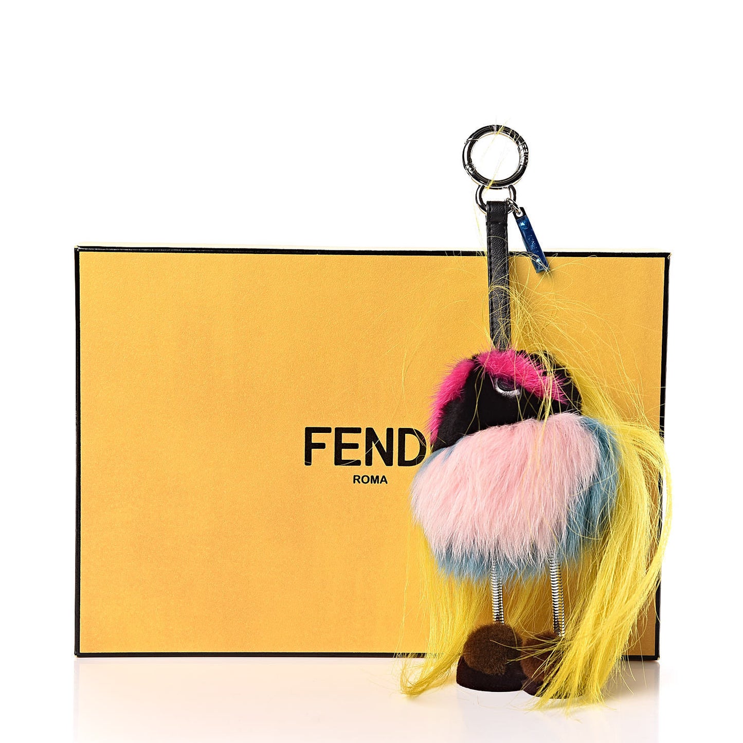 Goat Mink Fox Fur Mum Wonders Bag Charm Yellow Water Multicolor
