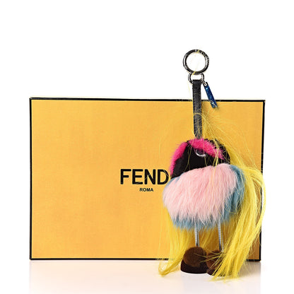 Fendi Goat Mink Fox Fur Mum Wonders Bag Charm Yellow Water Multicolor 5 of 5