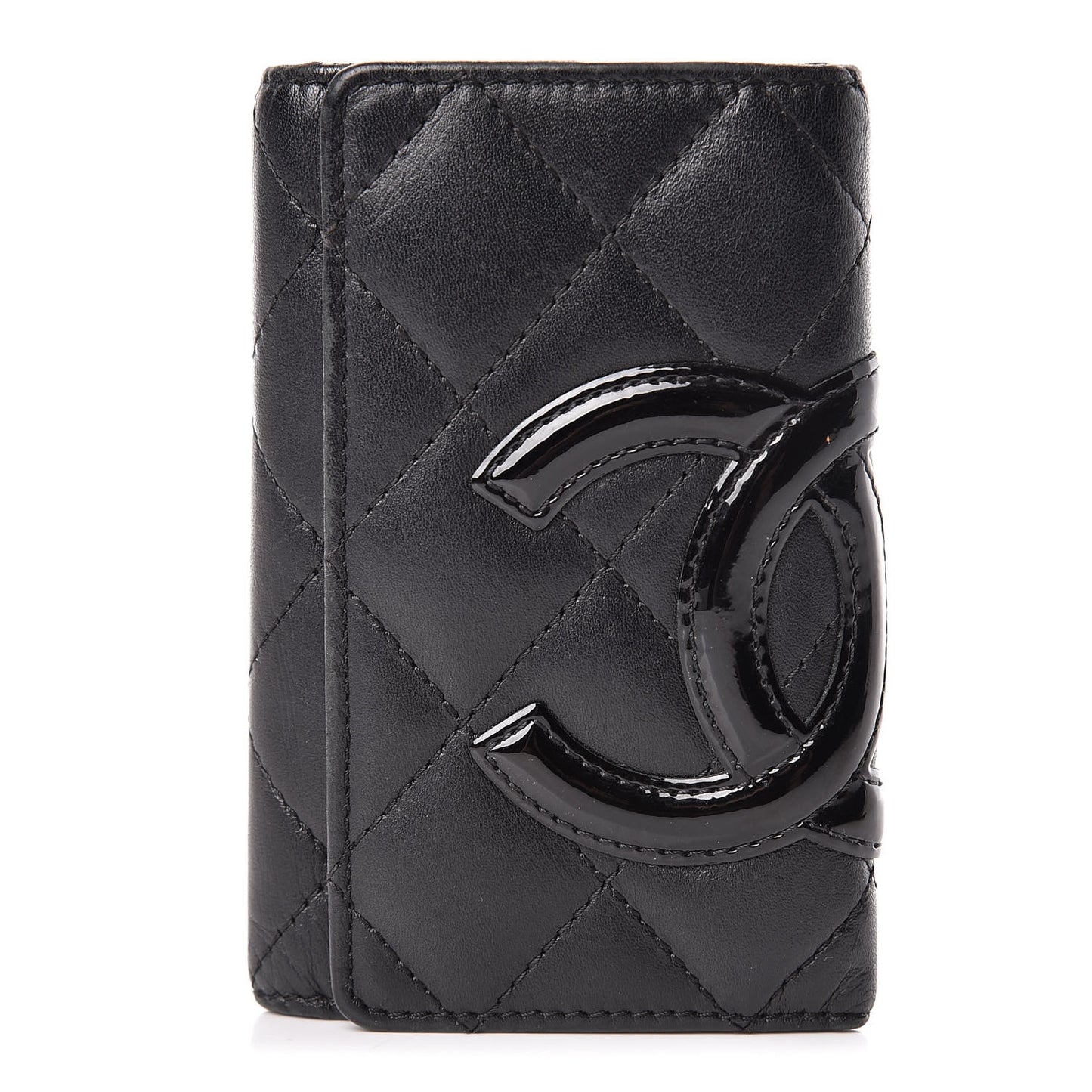 Calfskin Quilted Cambon 6 Key Holder Black