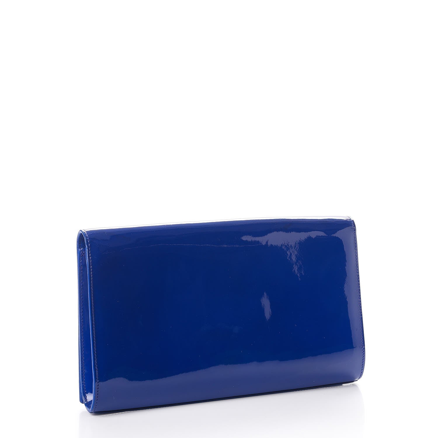 Saint Laurent Patent Calfskin Monogram Large Belle De Jour Clutch Royal Blue 3 of 7