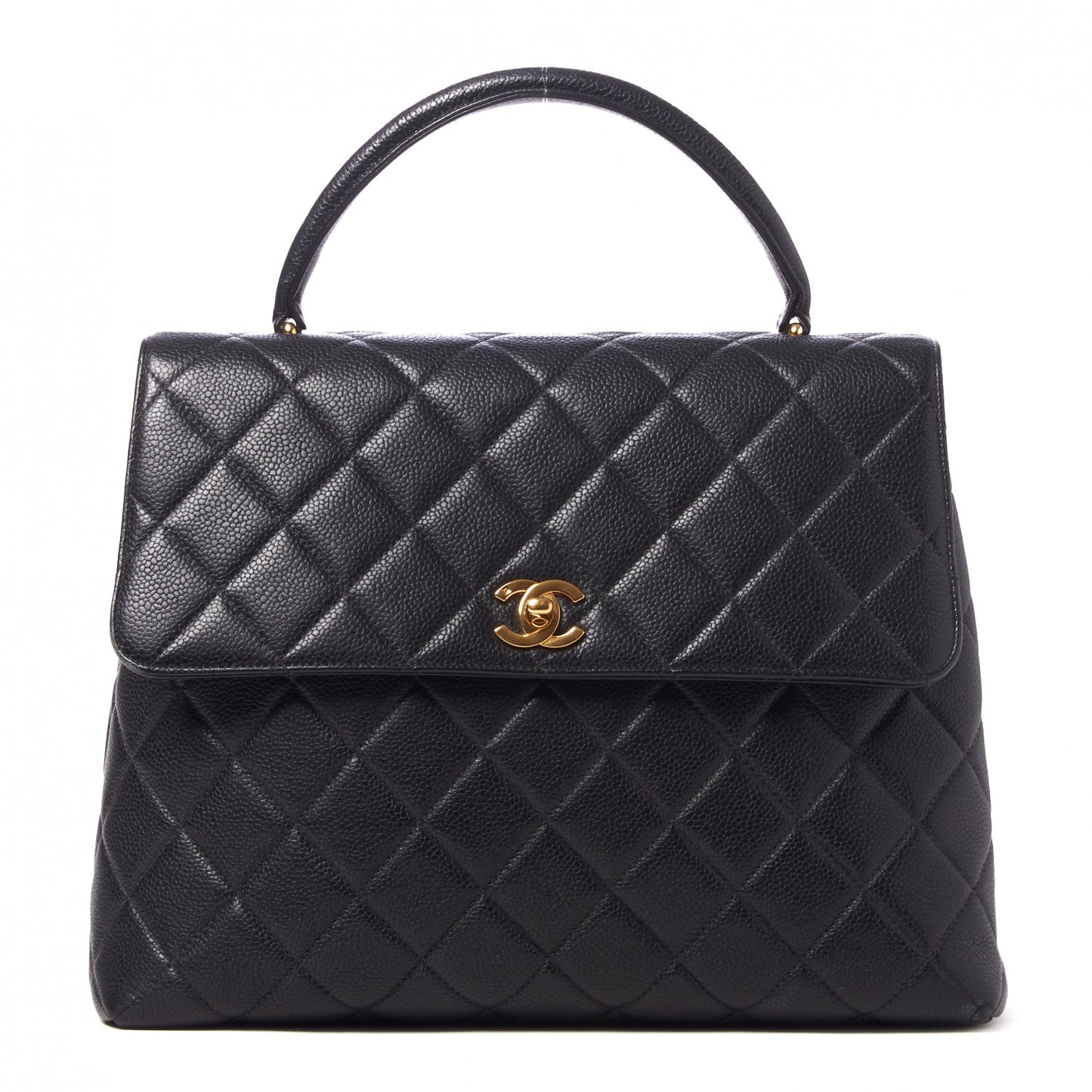 Caviar Quilted Jumbo Kelly Flap Black