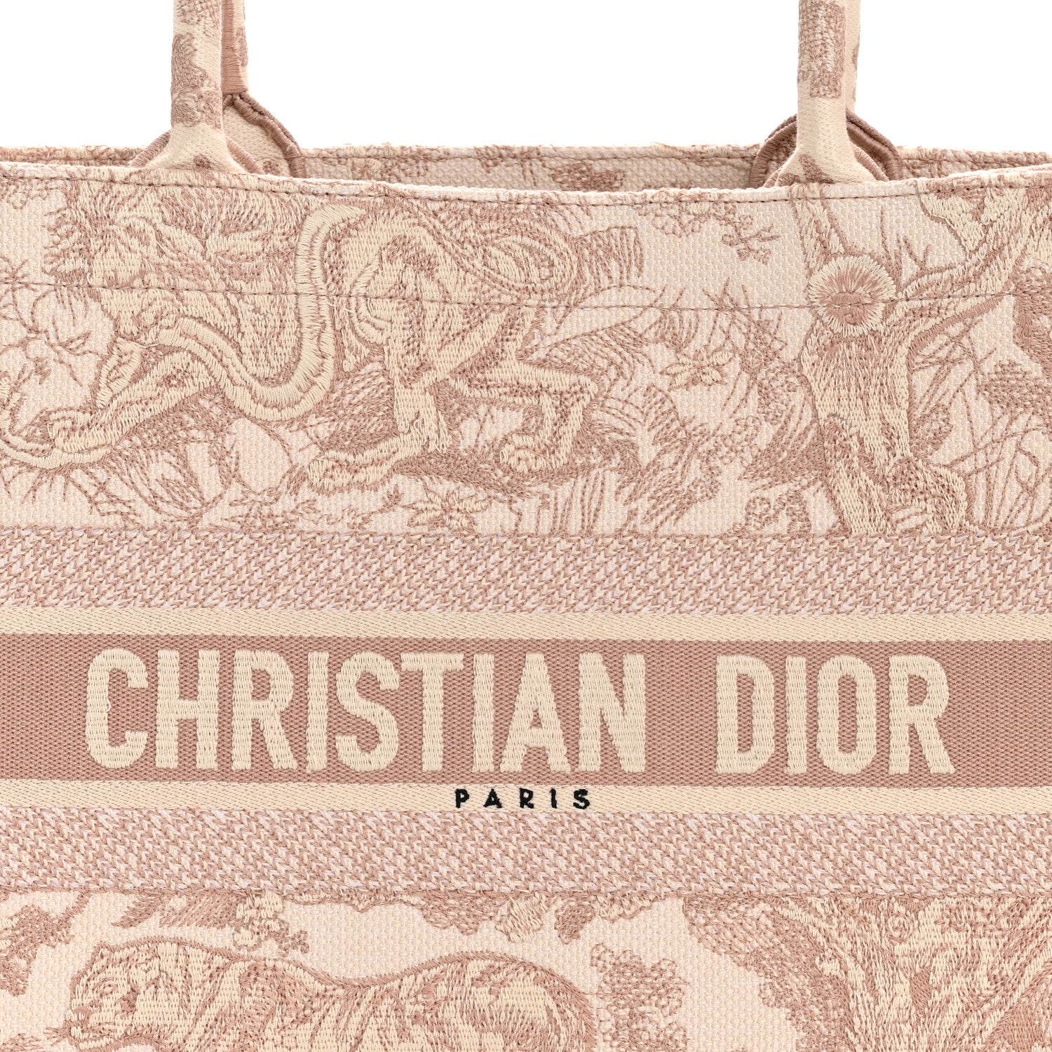 Christian Dior Canvas Embroidered Medium Dioriviera Toile De Jouy Book Tote Rose 8 of 12