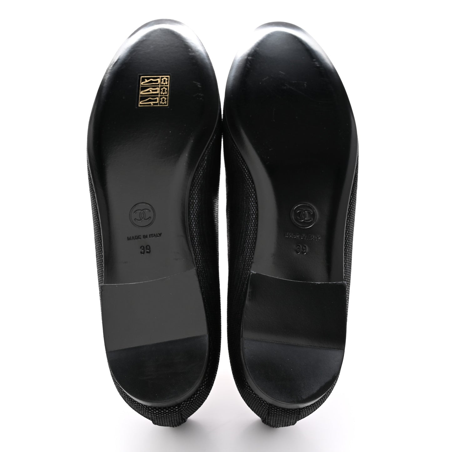 Fantasy Goatskin Patent Calfskin Crystal Cap Toe CC Ballerina Flats 39 Black