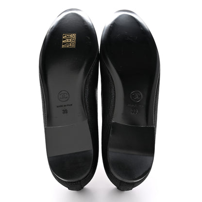 Chanel Fantasy Goatskin Patent Calfskin Crystal Cap Toe CC Ballerina Flats 39 Black 6 of 14