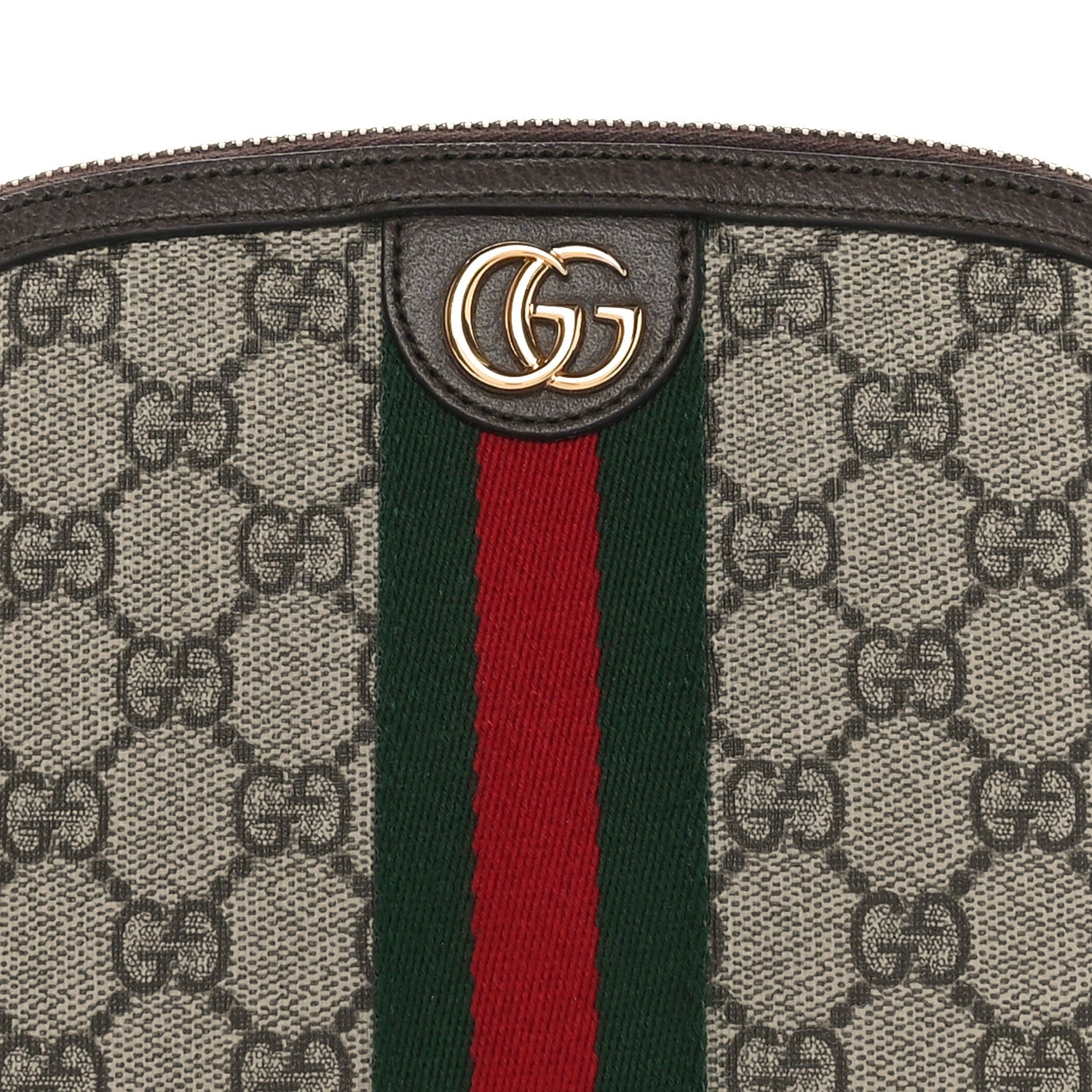Gucci GG Supreme Monogram Textured Calfskin Web Large Ophidia Cosmetic Case Beige Ebony New Acero 5 of 11