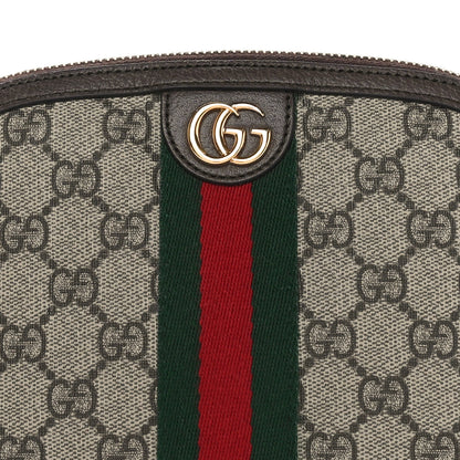 Gucci GG Supreme Monogram Textured Calfskin Web Large Ophidia Cosmetic Case Beige Ebony New Acero 5 of 11