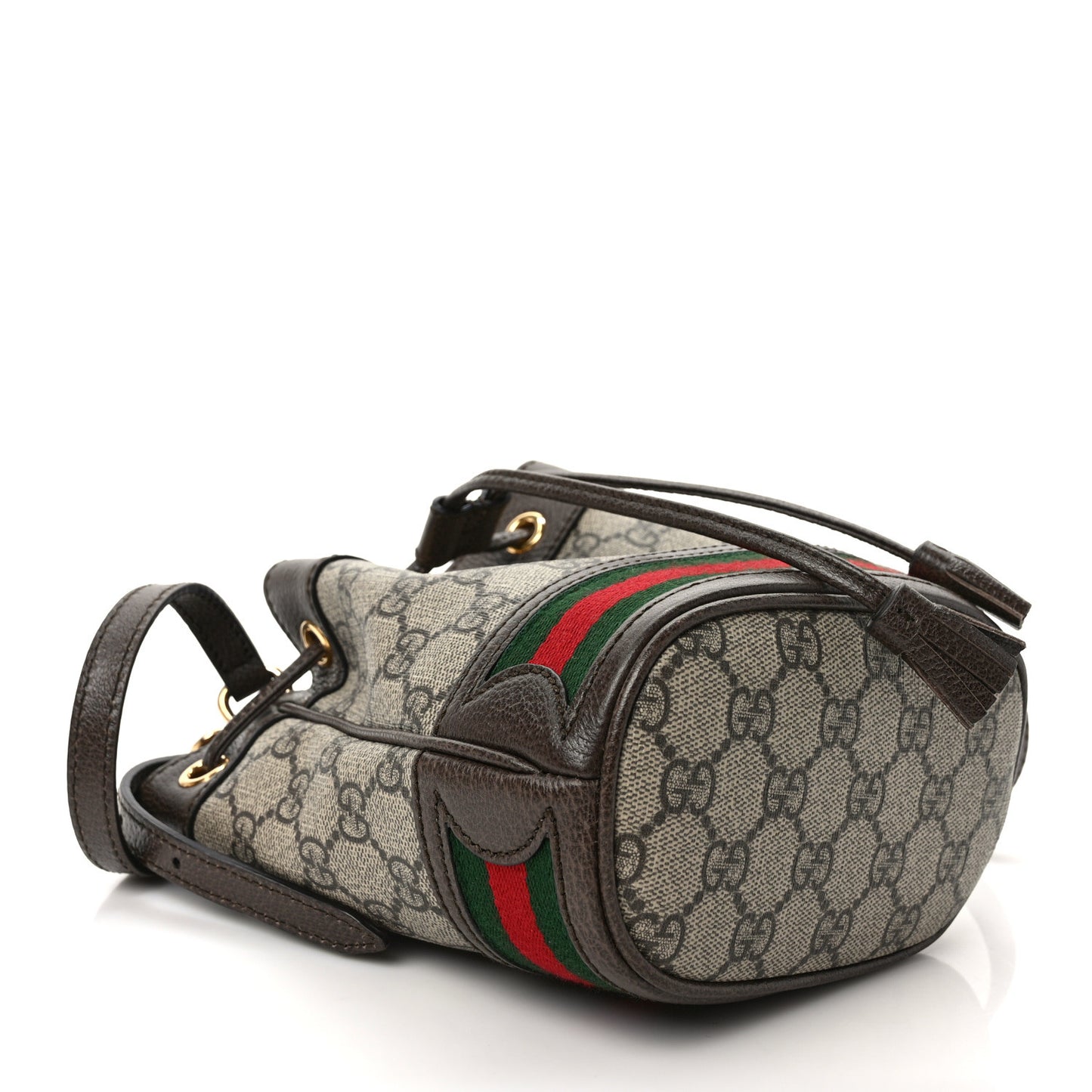 GG Supreme Monogram Web Mini Ophidia Bucket Bag Brown