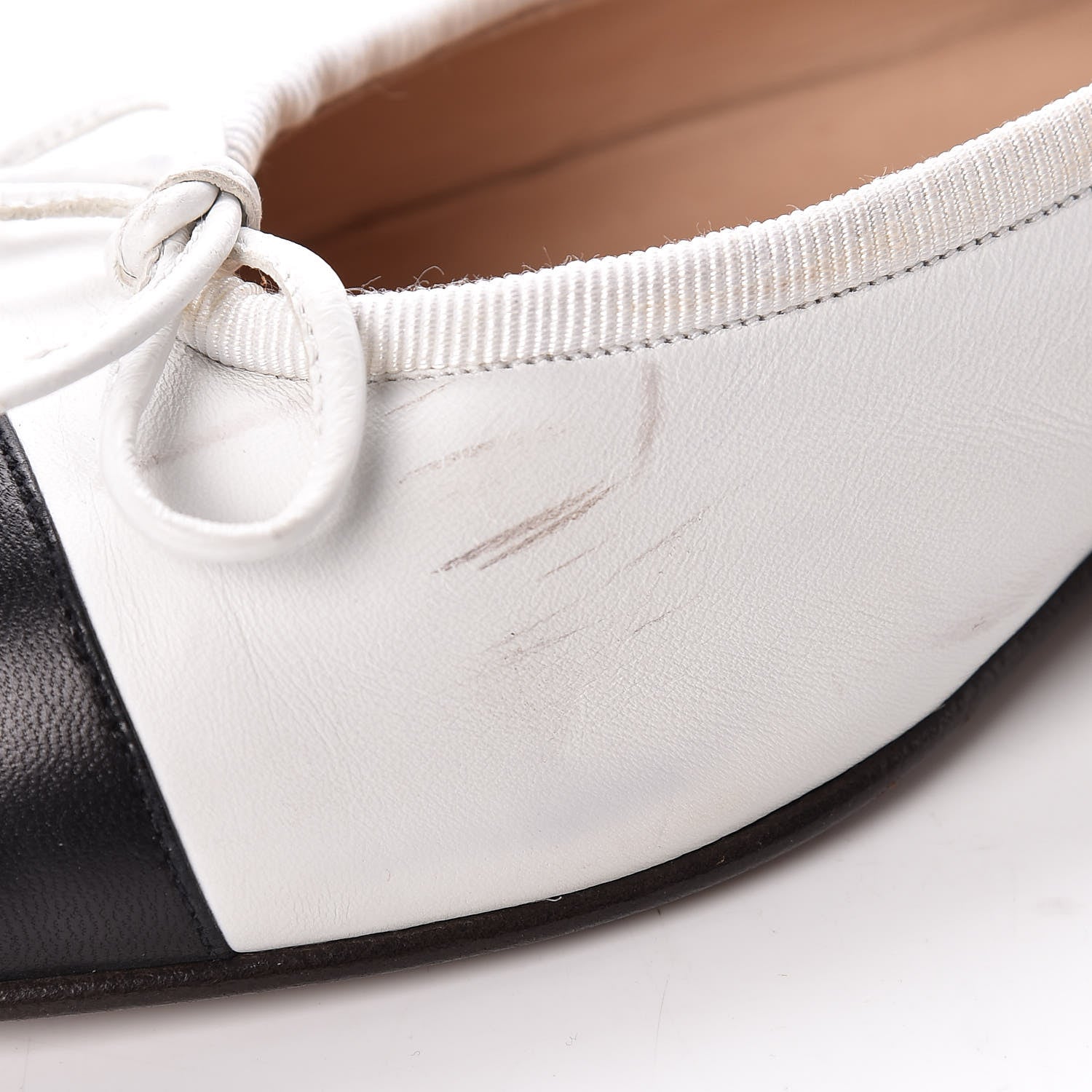 Chanel Lambskin Cap Toe Ballerina Flats 38.5 White Black 14 of 19