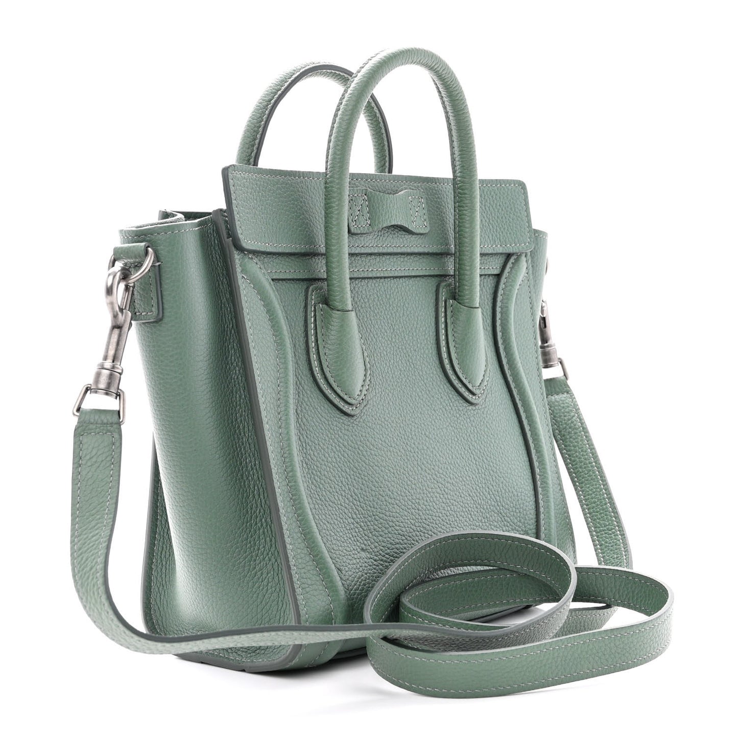 Drummed Calfskin Nano Luggage Celadon