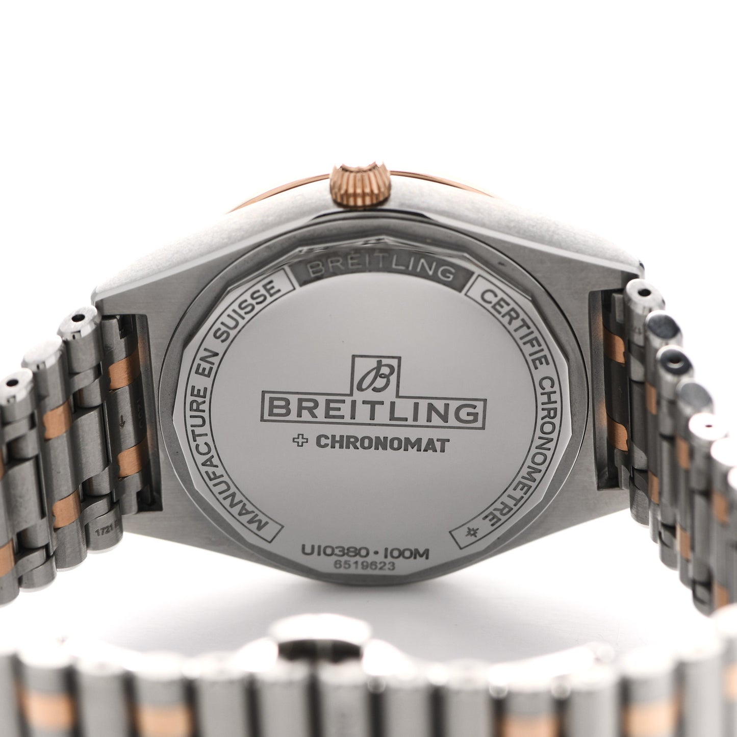 Stainless Steel 18K Rose Gold Diamond Bezel 36mm Chronomat Automatic Watch U10380