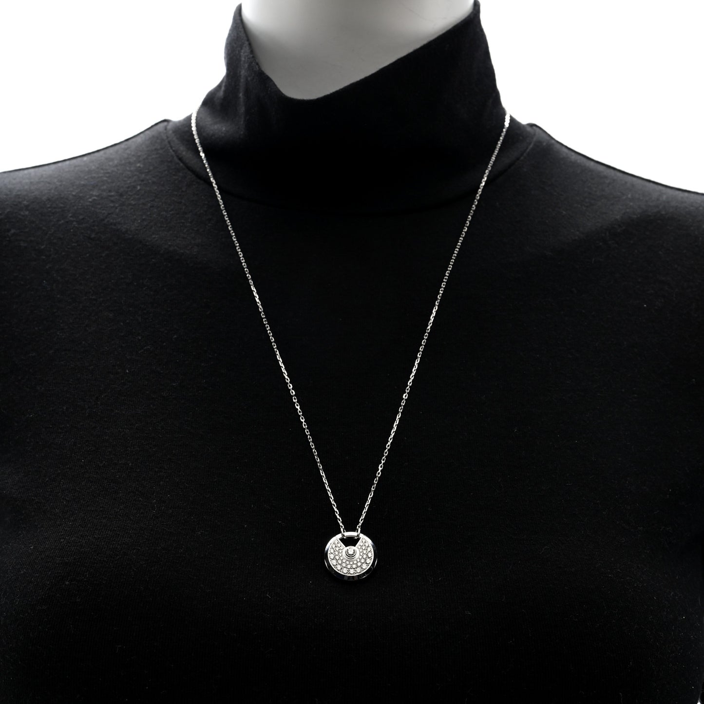 18K White Gold Diamond SM Amulette de Cartier Pendant Necklace