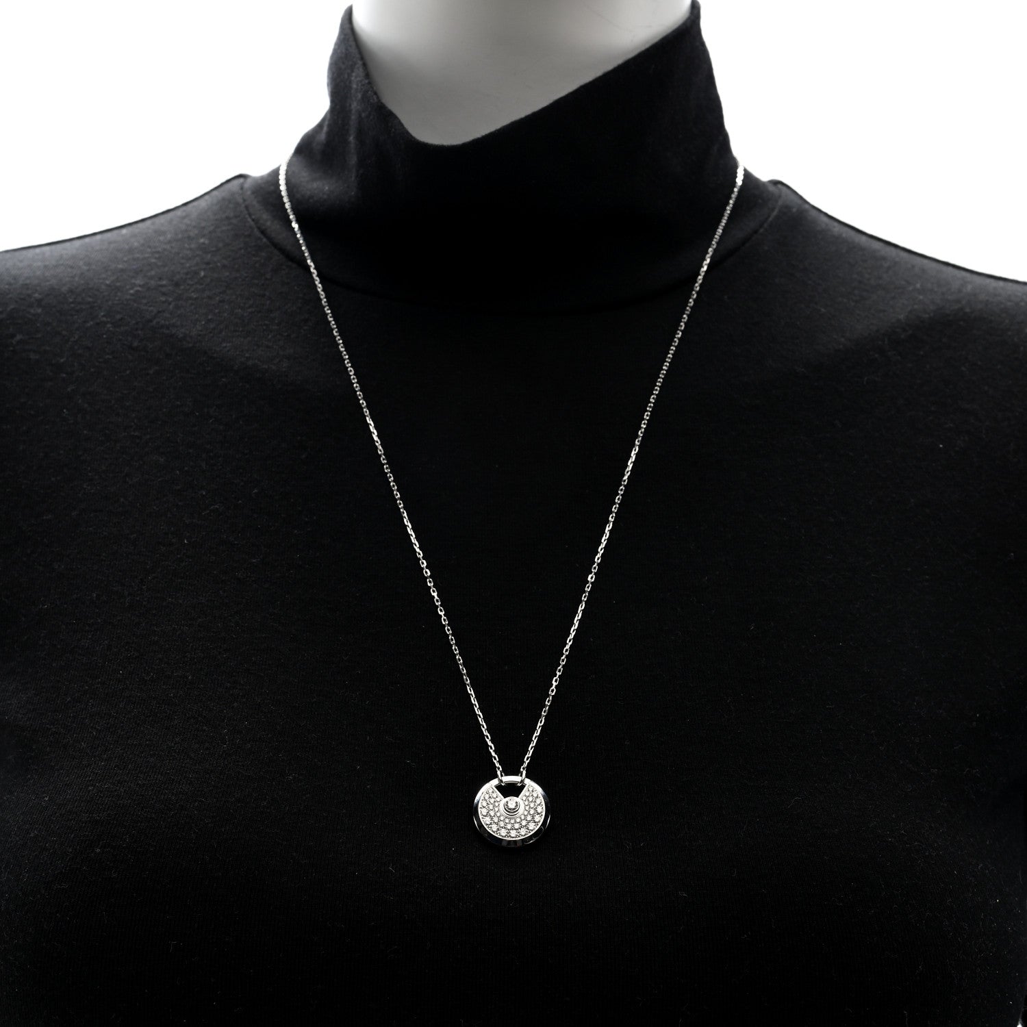 Cartier 18K White Gold Diamond SM Amulette de Cartier Pendant Necklace 3 of 7