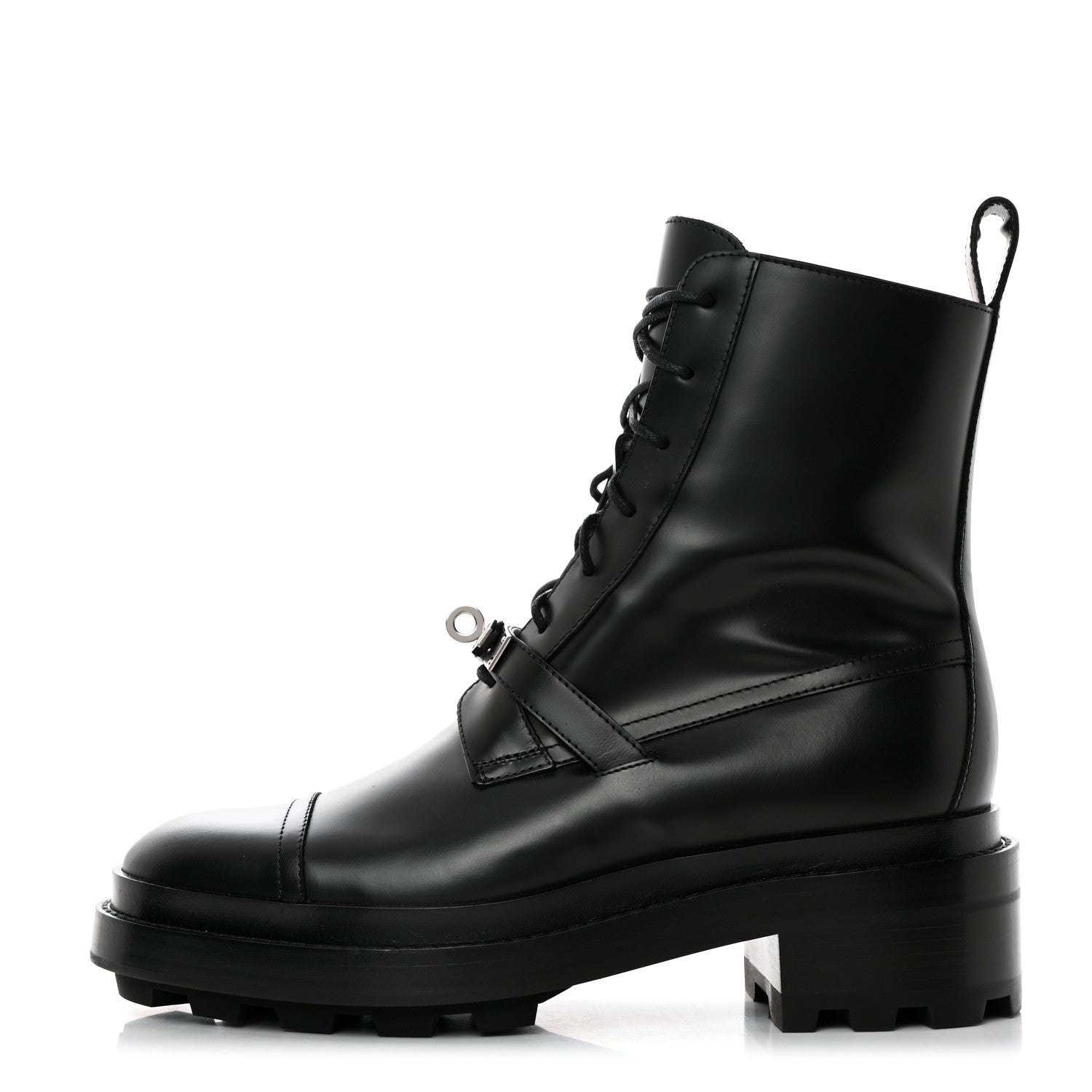 Hermes Glossed Calfskin Funk Ankle Boots 37 Black 1 of 9