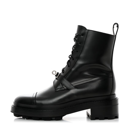 Hermes Glossed Calfskin Funk Ankle Boots 37 Black 1 of 9