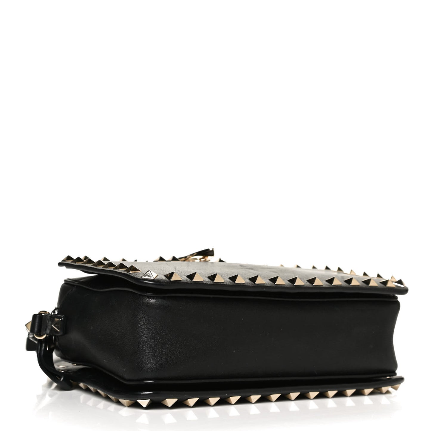 Vitello Rockstud Flip Lock Camera Crossbody Bag Black