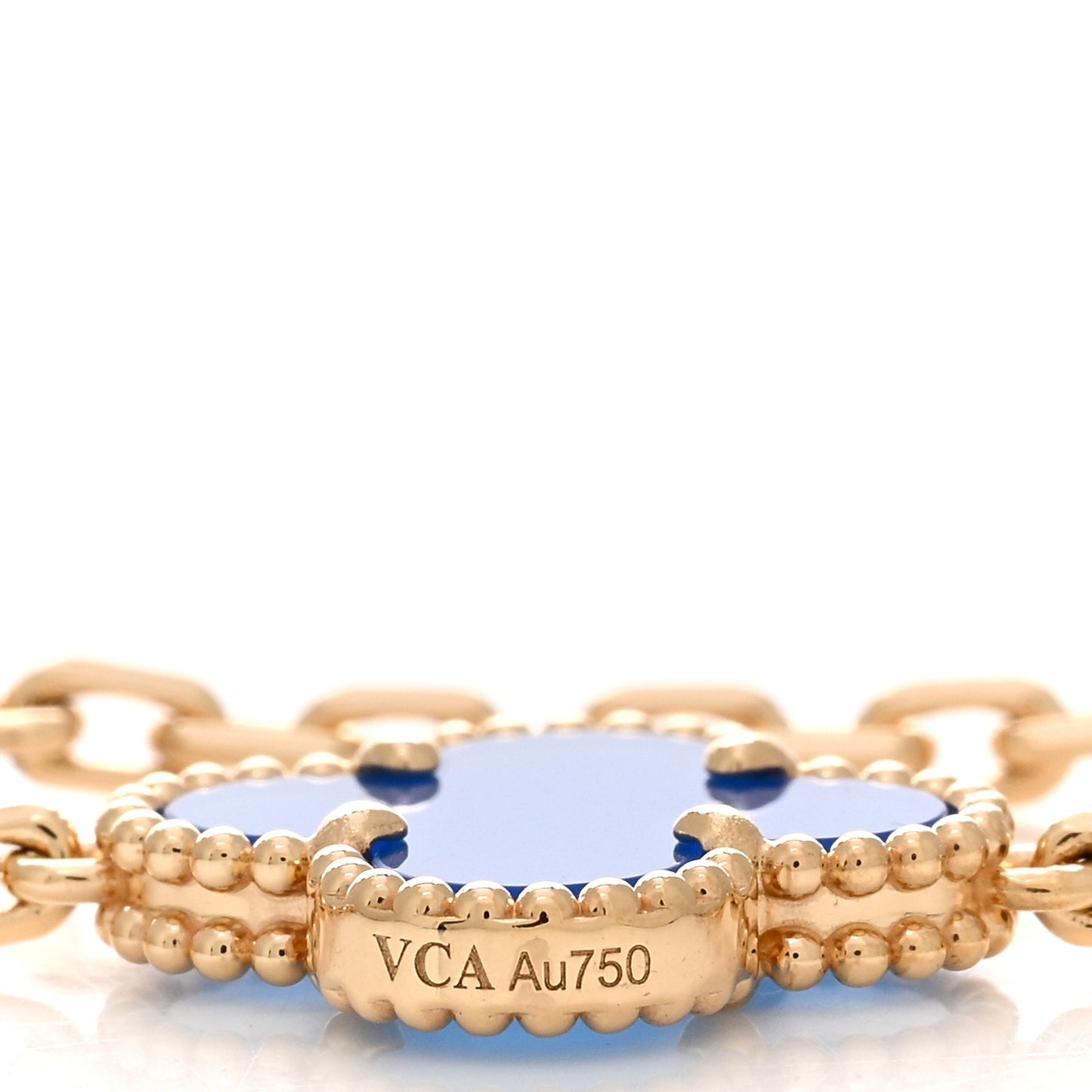 18K Yellow Gold Blue Agate 5 Motifs Vintage Alhambra Bracelet