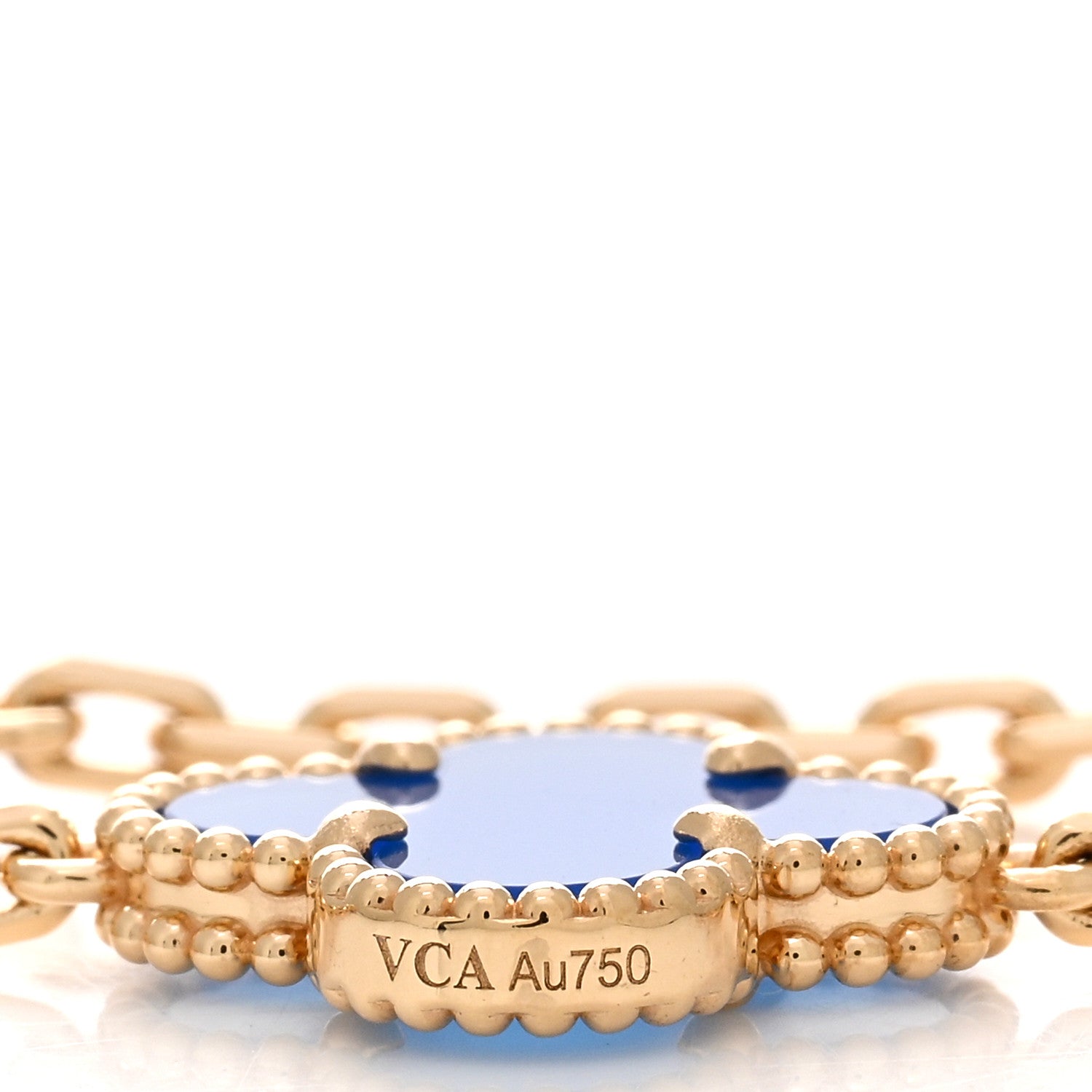 Van Cleef & Arpels 18K Yellow Gold Blue Agate 5 Motifs Vintage Alhambra Bracelet 3 of 5