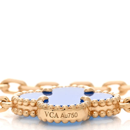 Van Cleef & Arpels 18K Yellow Gold Blue Agate 5 Motifs Vintage Alhambra Bracelet 3 of 5