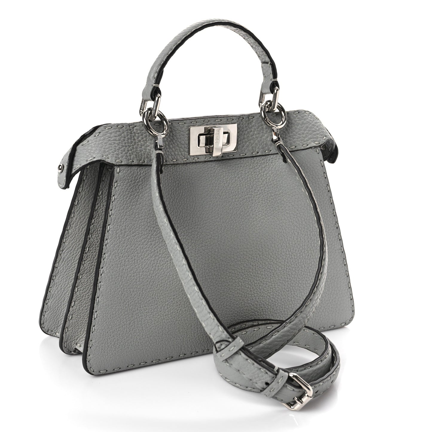 Cuoio Romano Selleria Bi-Color Small Peekaboo I SEE U Satchel Ghiaccio Asfalto