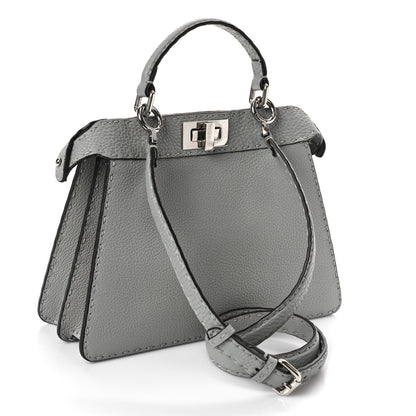 Fendi Cuoio Romano Selleria Bi-Color Small Peekaboo I SEE U Satchel Ghiaccio Asfalto 2 of 7