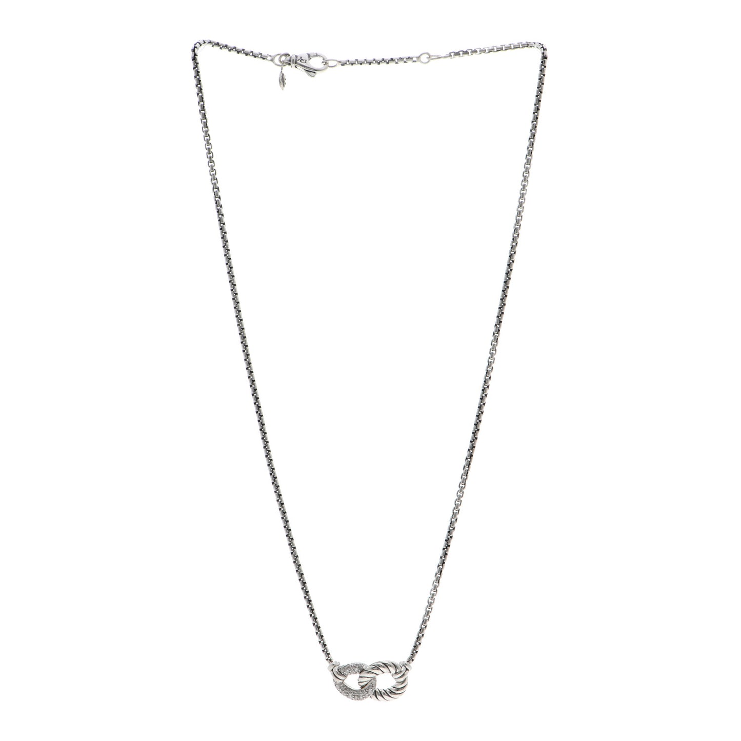 Sterling Silver Diamond Belmont Curb Link Pendant Necklace