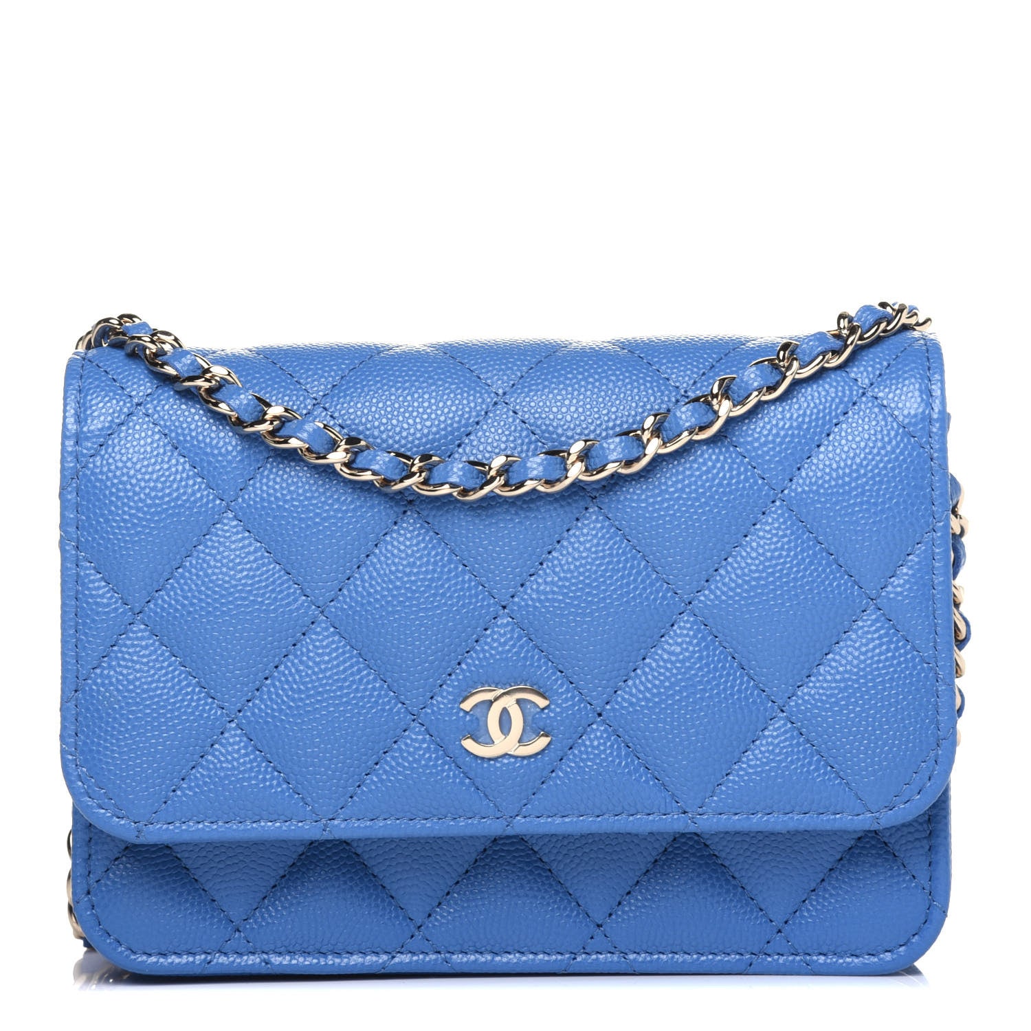 Chanel Caviar Quilted Mini Wallet On Chain WOC Blue 1 of 14