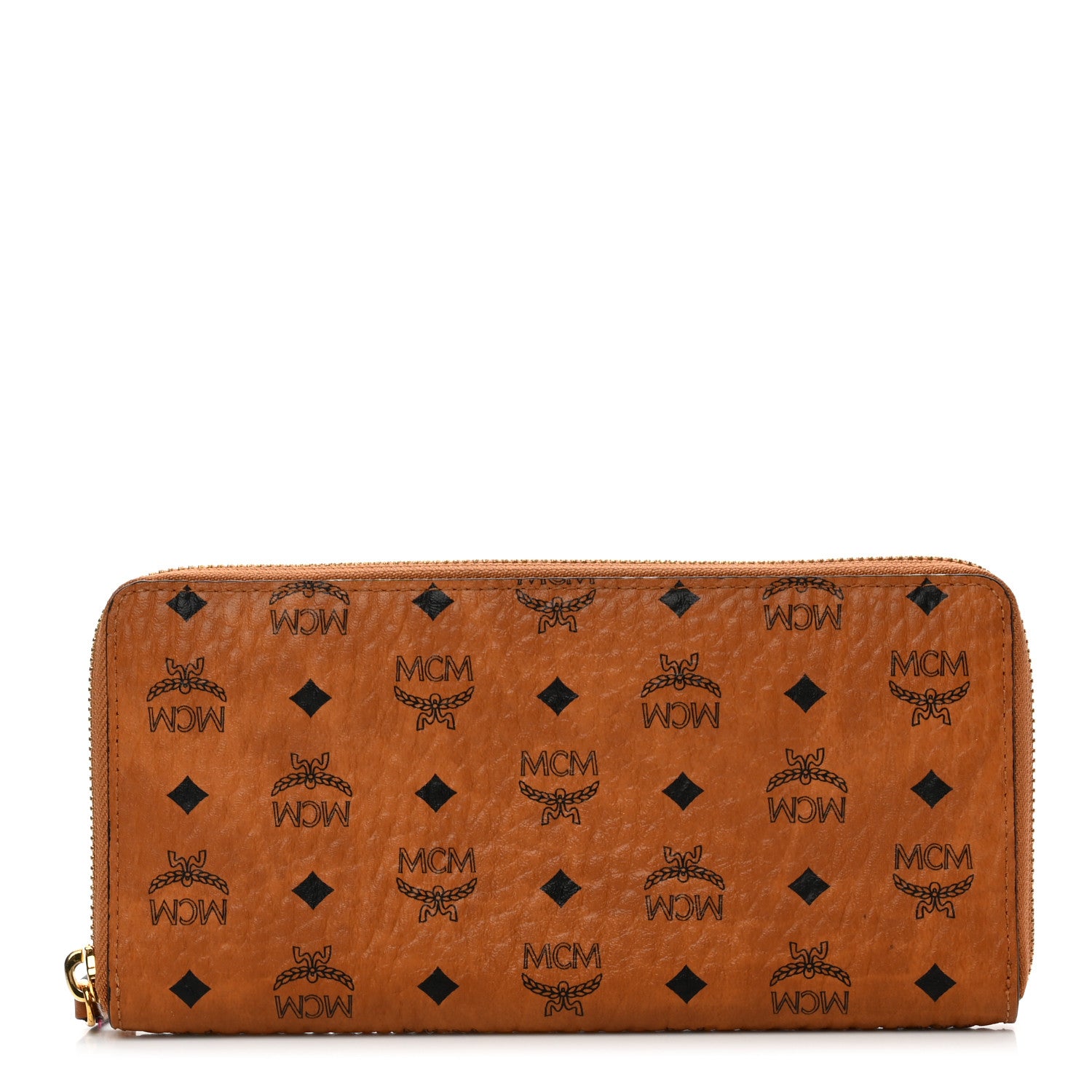 MCM Visetos Large Zip Around Wallet Cognac 1 of 8