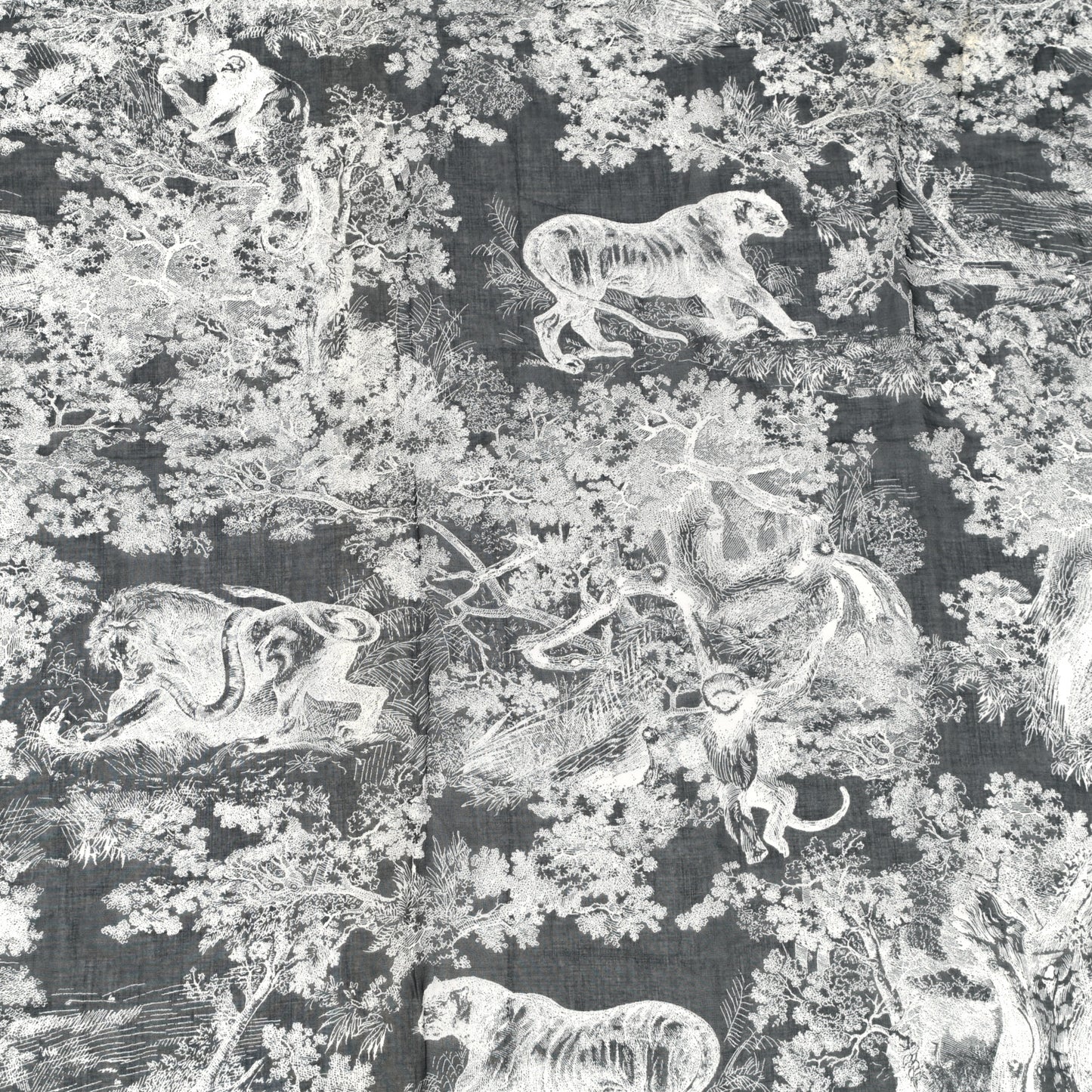 Cotton Fringe Dioriviera Toile De Jouy Sarong Navy Blue