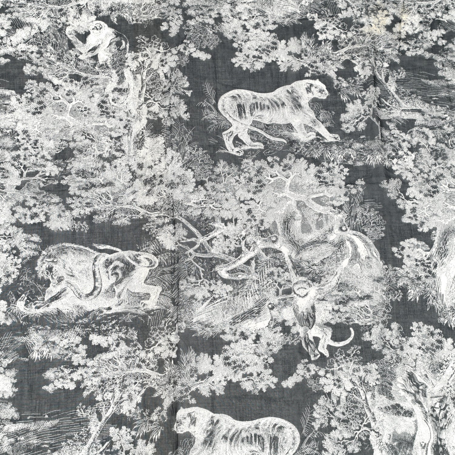 Christian Dior Cotton Fringe Dioriviera Toile De Jouy Sarong Navy Blue 4 of 5