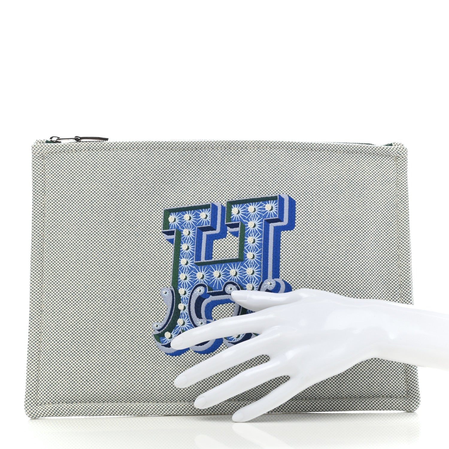 Hermes Toile H Electrique Flat Case Bleu Outremer Sapin 2 of 7