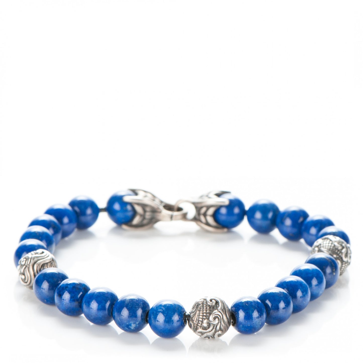 Sterling Silver Lapis Lazuli 8mm Spiritual Beads Bracelet