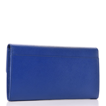 Prada Saffiano Metal Continental Flap Wallet Royal 3 of 9