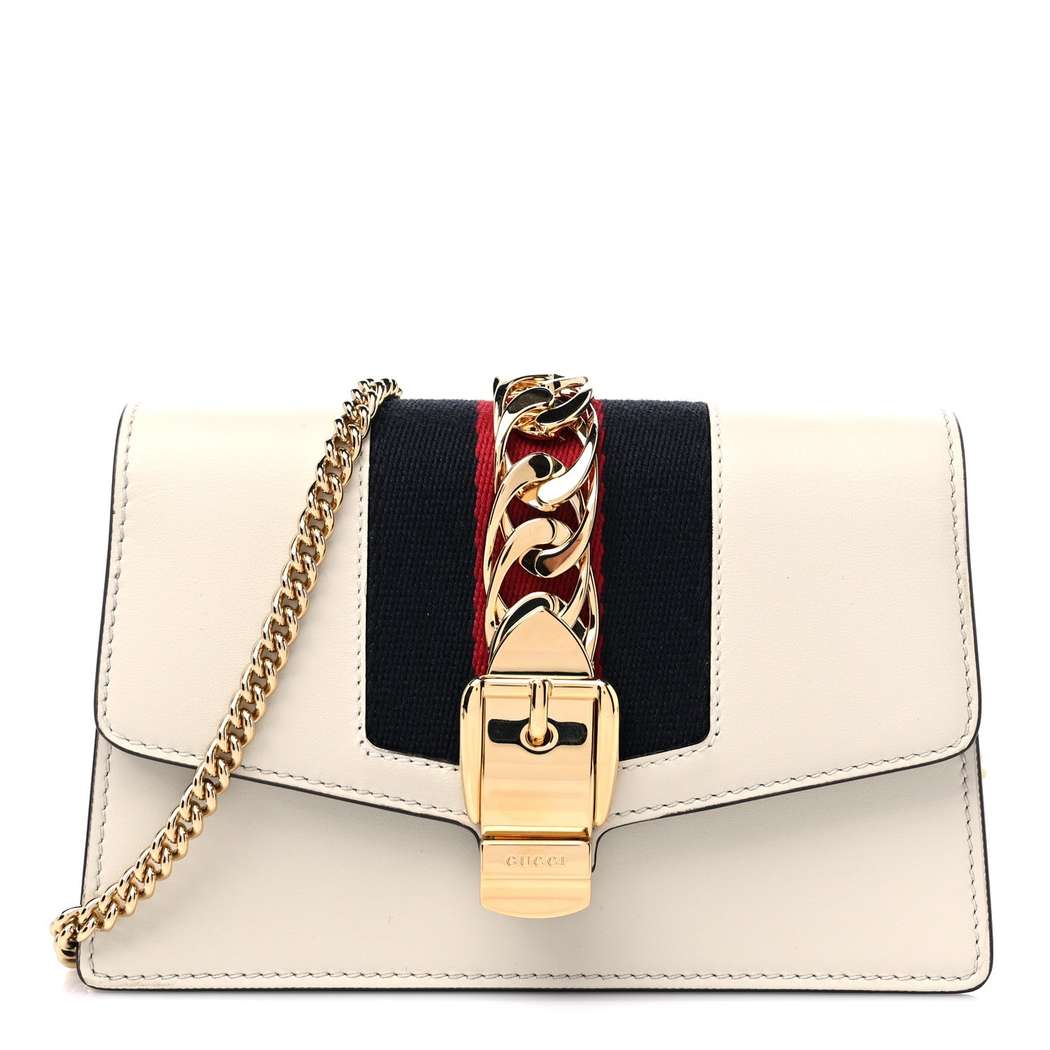 Gucci Calfskin Super Mini Sylvie Chain Shoulder Bag White 1 of 10