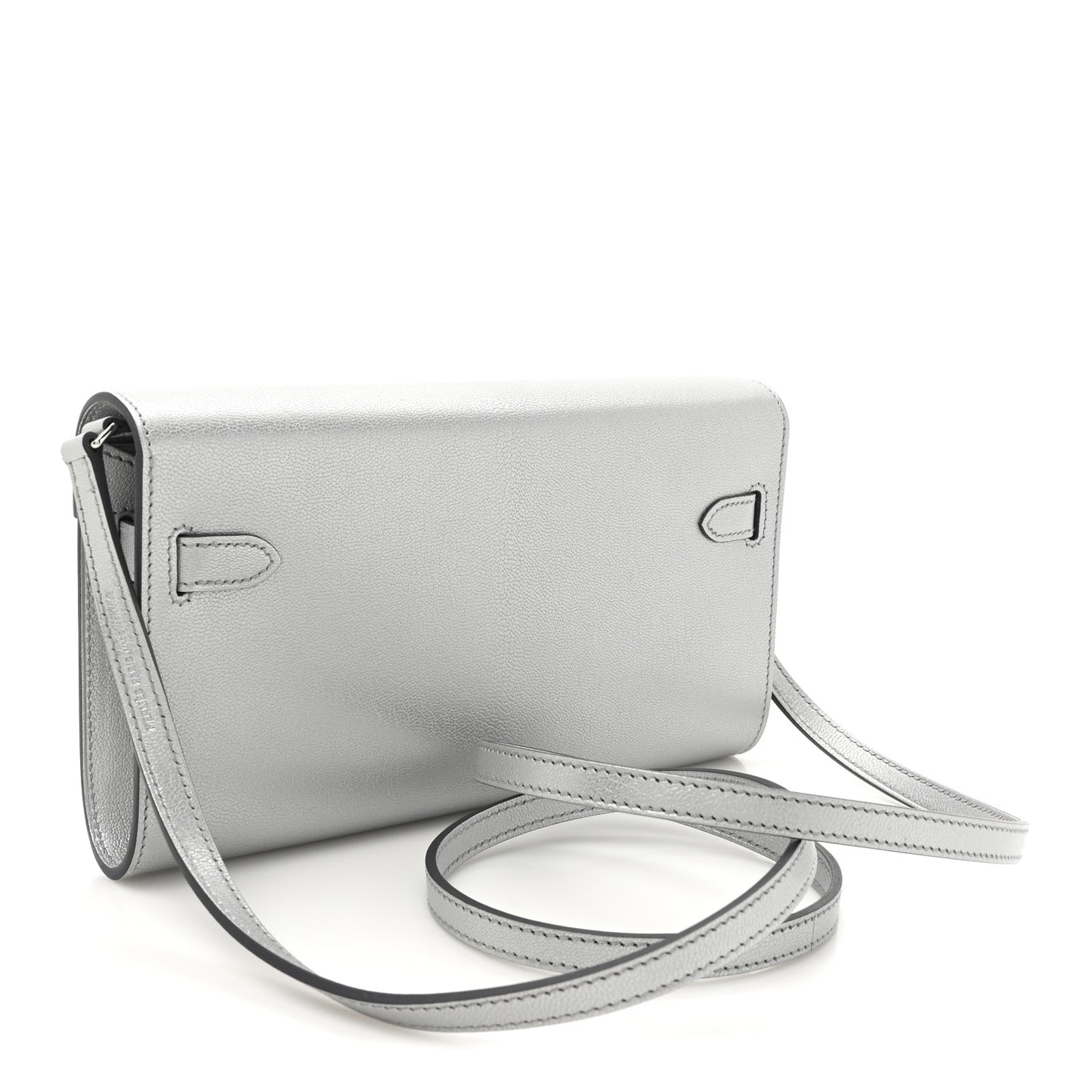 Metallic Chevre Chamkilight Kelly Wallet To Go Argent
