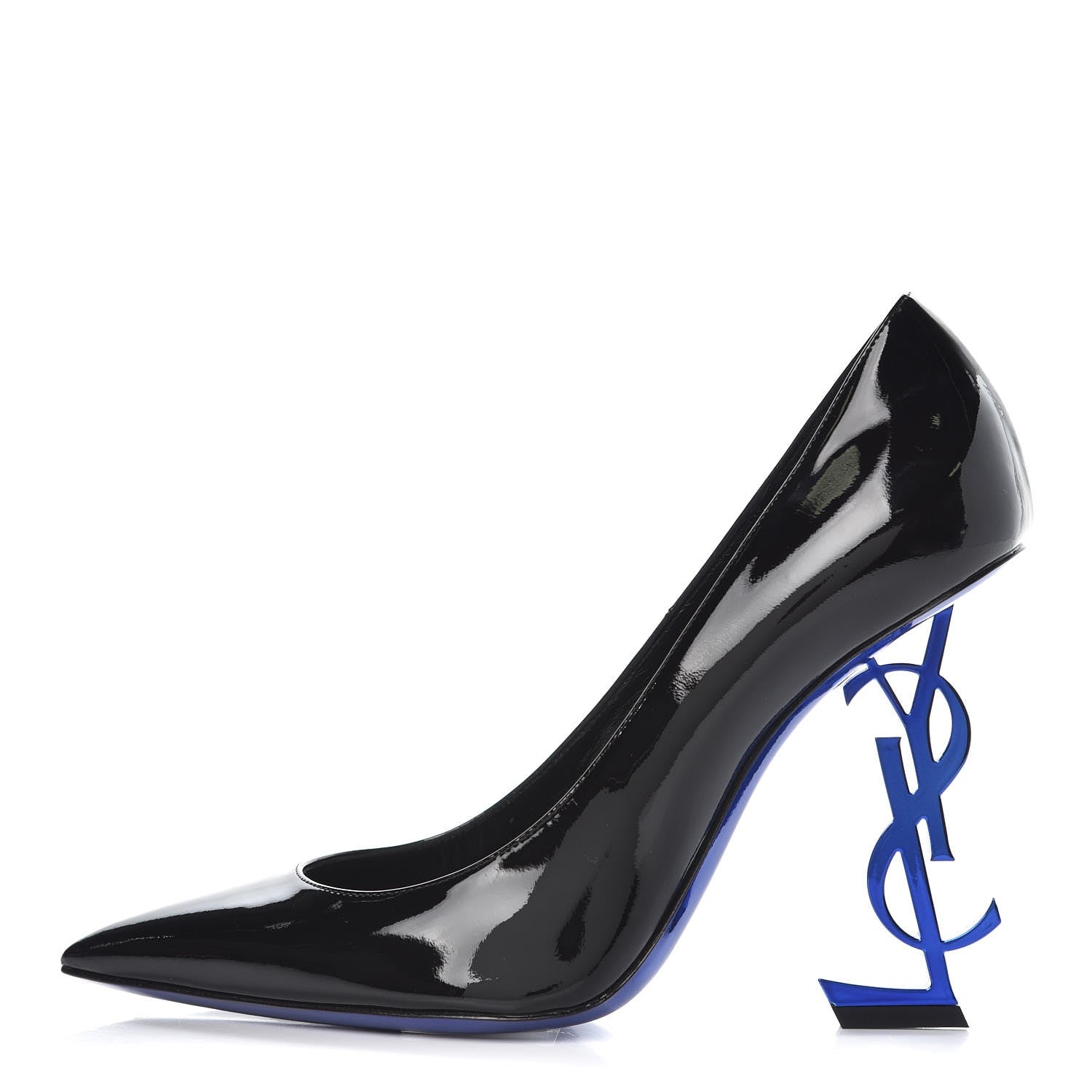 Saint Laurent Patent Opyum 100 Pumps 38 Black Blue Metal 1 of 10