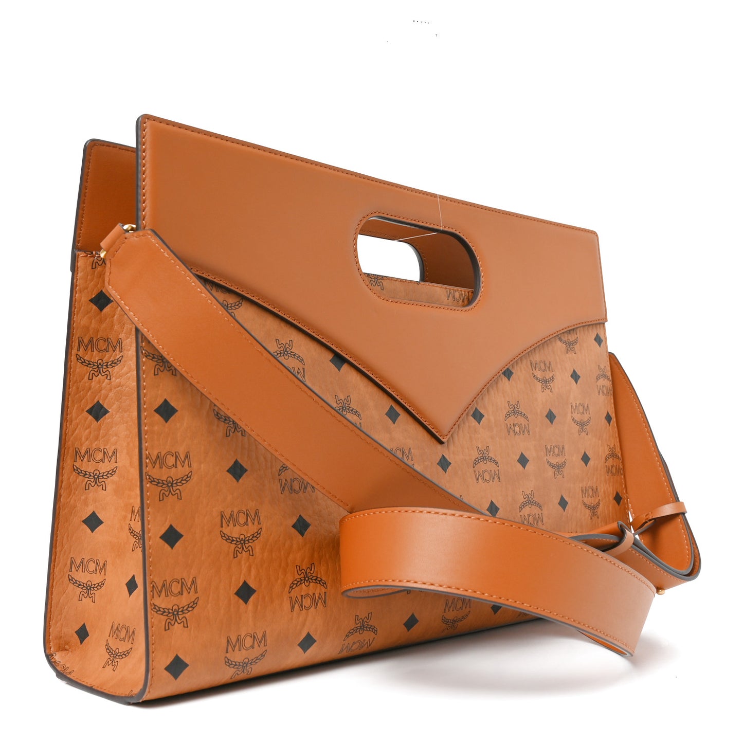 Visetos Calfskin Medium Diamond Tote Cognac