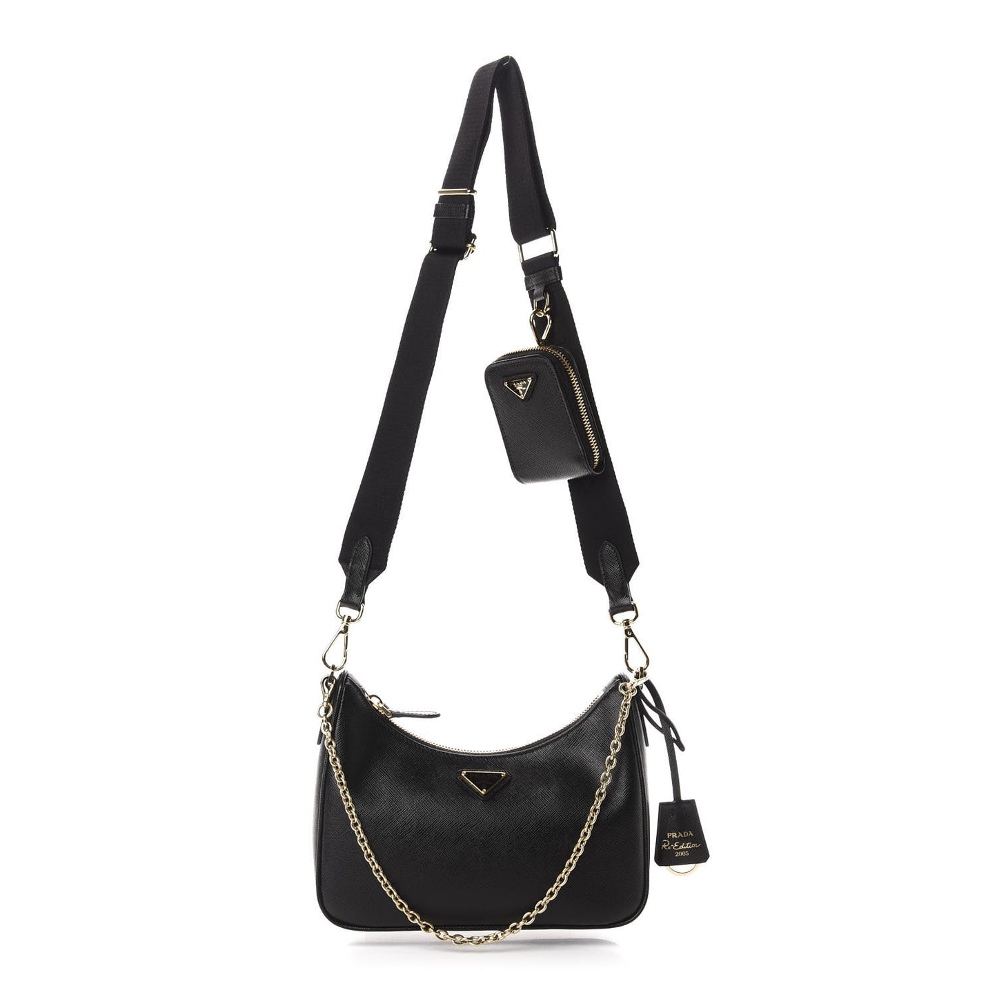 Saffiano Lux Re-Edition 2005 Shoulder Bag Black