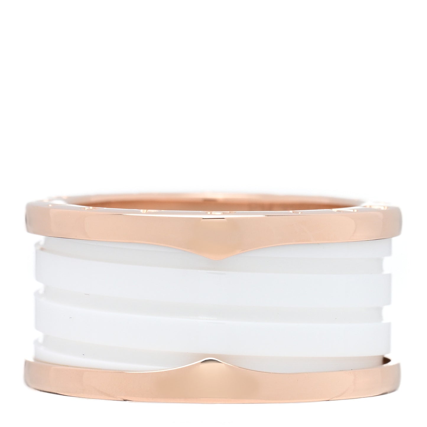 18K Rose Gold White Ceramic B.Zero1 Four-Band Ring 59 8.75