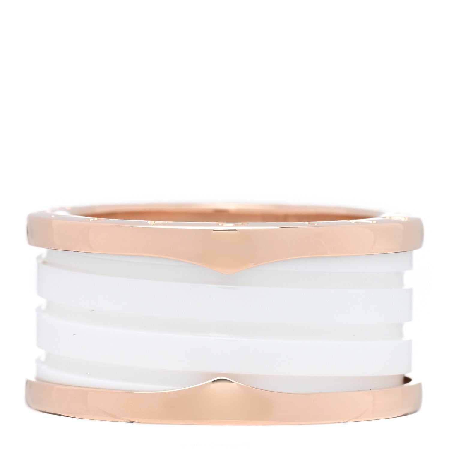 Bulgari 18K Rose Gold White Ceramic B.Zero1 Four-Band Ring 59 8.75 1 of 4