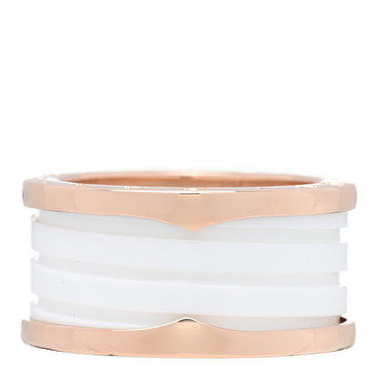 Bulgari 18K Rose Gold White Ceramic B.Zero1 Four-Band Ring 59 8.75 1 of 4