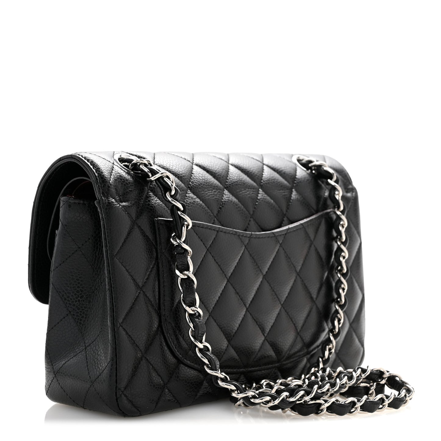 Caviar Quilted Small Double Flap Black