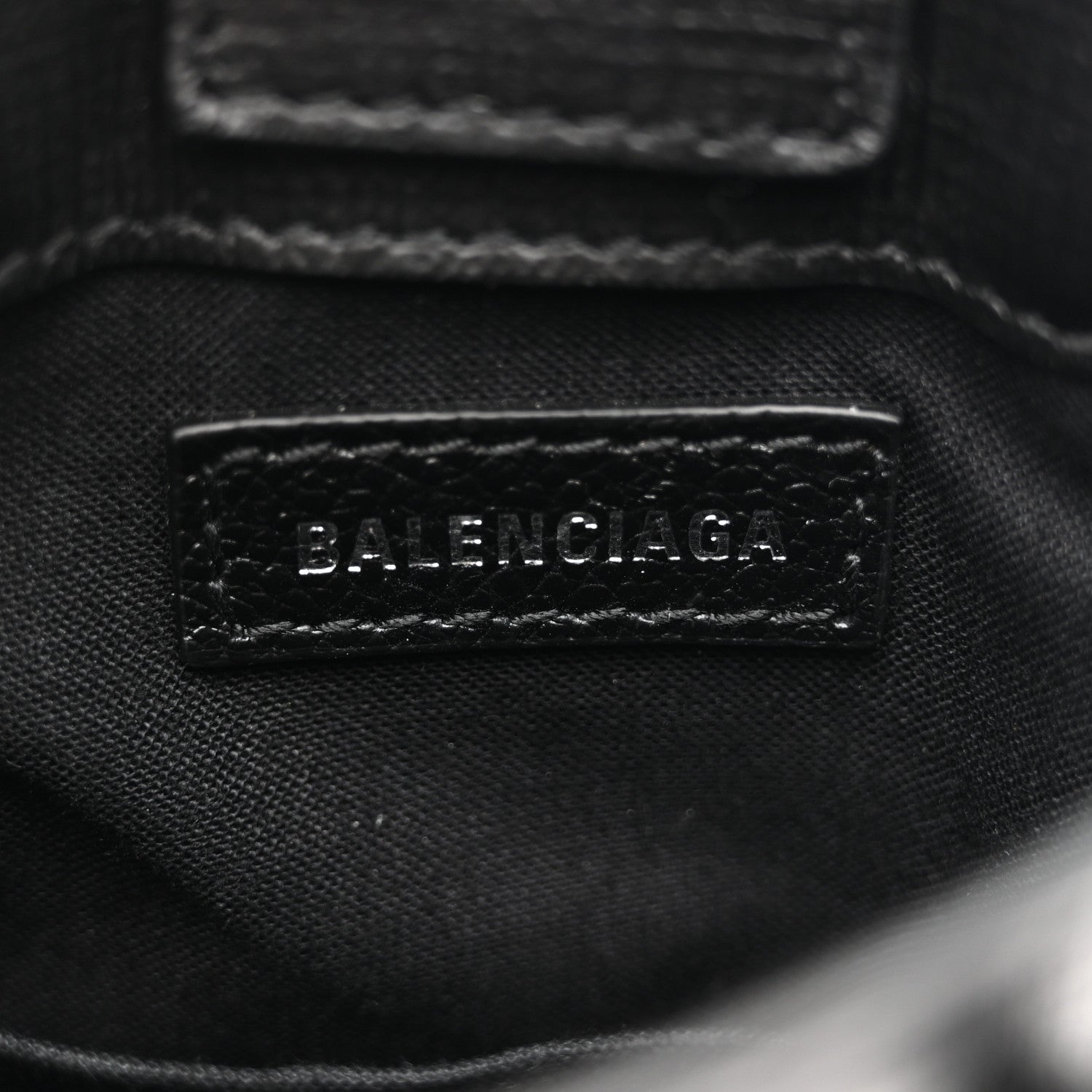 Balenciaga Squared Calfskin Logo Shopping Phone Holder Bag Black