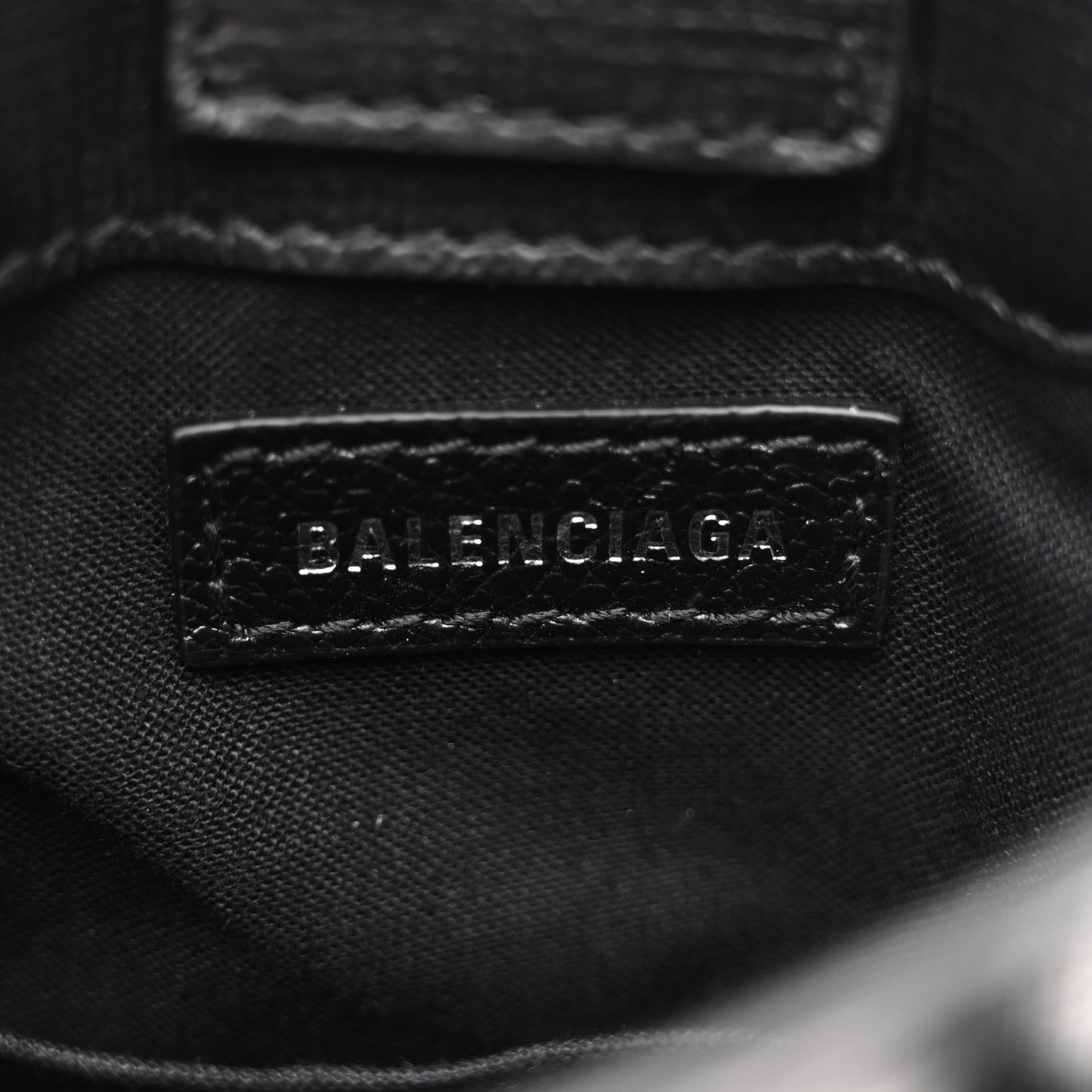 Squared Calfskin Logo Shopping Phone Holder Bag Black
